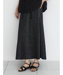 Lame knit flare skirt