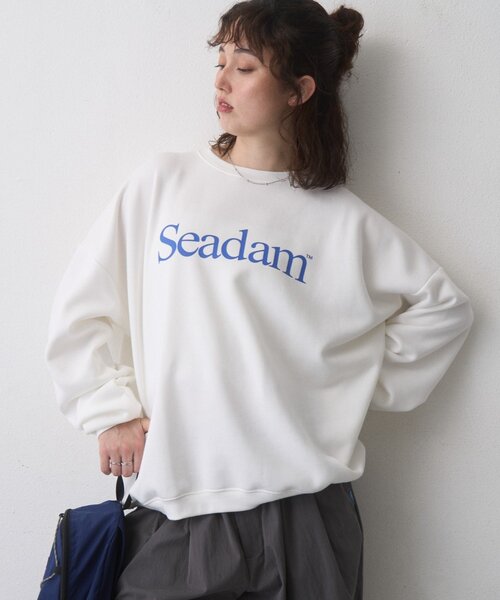SEADAM（シーダム）の「【WEB限定】SEADAM裏起毛ロゴスウェット（スウェット・レディース・ネイビー/グレー/ブラック/チャコールグレー/ホワイト・LARGE/MEDIUM）」の7枚目の写真
