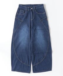 gossip！ロサンゼルス（ゴシップロサンゼルス）の「ライン ワイドレッグ デニムパンツ（デニムパンツ）」