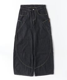 gossip！ロサンゼルス（ゴシップロサンゼルス）の「ライン ワイドレッグ デニムパンツ（デニムパンツ）」