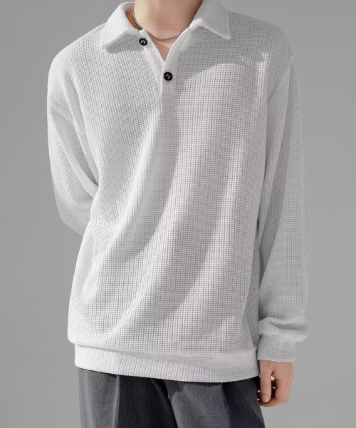 KELVIN(ケルヴァン)の「Waffle Polo Sweat ワッフルポロスウェット(スウェット・メンズ・ブラック・MEDIUM/LARGE)」の10枚目の写真