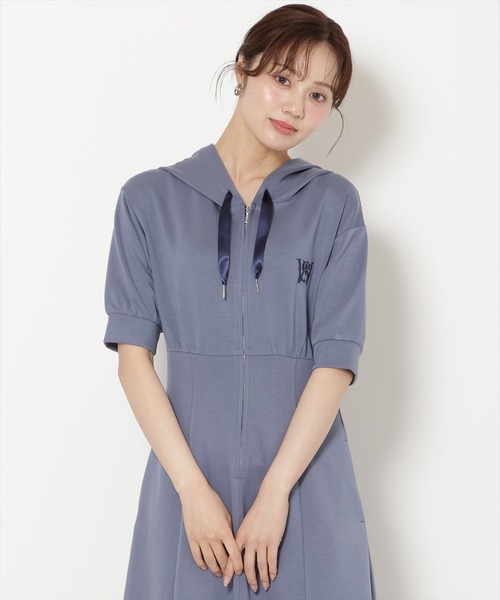 WILLSELECTION(ウィルセレクション)の「フロントスリットパーカーワンピース(ワンピース・レディース・サックスブルー/モカ/ブラック/ピンク/グレー/ブルー/ボルドー/ピンクベージュ・FREE)」の6枚目の写真