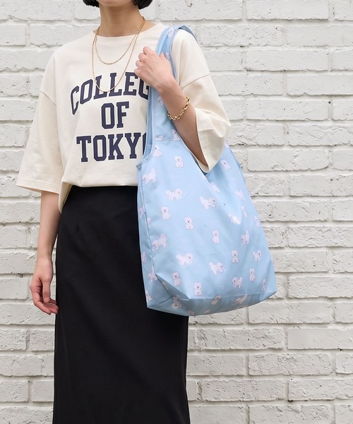 colleca la(コレカラ)の「ドッグプリント ショッピング保冷エコバッグ(エコバッグ/サブバッグ・レディース・ライトブルー/ブルー/ピンク/パープル・FREE)」の6枚目の写真