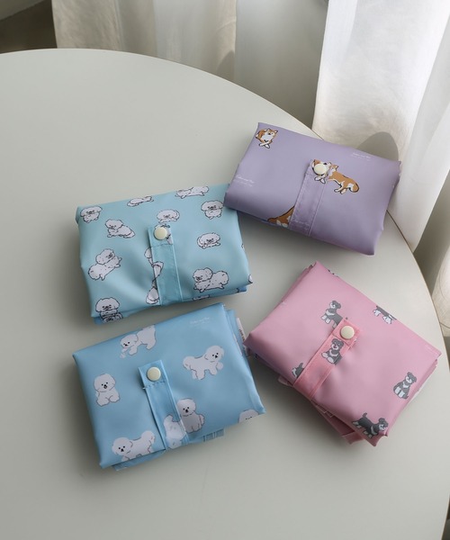 colleca la(コレカラ)の「ドッグプリント ショッピング保冷エコバッグ(エコバッグ/サブバッグ・レディース・ライトブルー/ブルー/ピンク/パープル・FREE)」の7枚目の写真