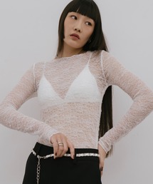 クルーネックレーストップス