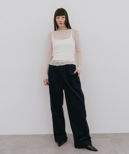 HANNE(アン)の「クルーネックレーストップス(Tシャツ/カットソー・レディース・ホワイト/アイボリー・FREE)」の3枚目の写真