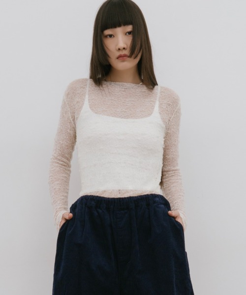 HANNE(アン)の「クルーネックレーストップス(Tシャツ/カットソー・レディース・ホワイト/アイボリー・FREE)」の4枚目の写真