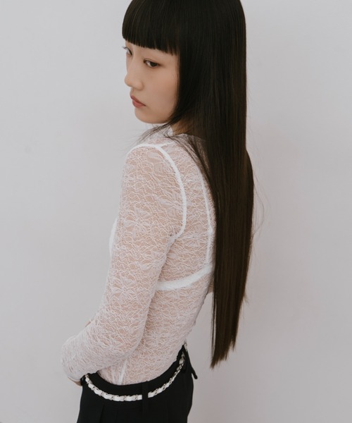 HANNE(アン)の「クルーネックレーストップス(Tシャツ/カットソー・レディース・ホワイト/アイボリー・FREE)」の11枚目の写真