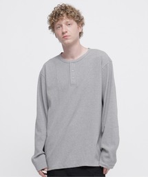 《DAILY/デイリー》BIG SIZE RIB L/S HENLEY NECK T-SHIRT / デイリー ビックサイズ リブ ヘンリーネック 長袖Tシャツ / AVIREX / アヴィレックス