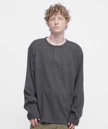 《DAILY/デイリー》BIG SIZE RIB L/S HENLEY NECK T-SHIRT / デイリー ビックサイズ リブ ヘンリーネック 長袖Tシャツ / AVIREX / アヴィレックス