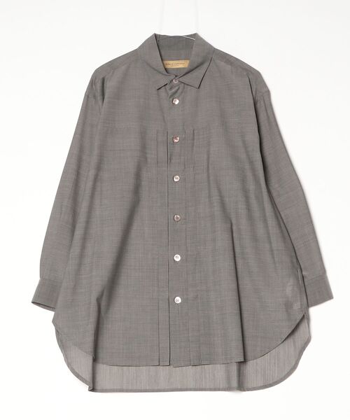 ROBES&CONFECTIONS（ローブスコンフェクションズ）の「Robes&Confections/ローブス&コンフェクションズ/ウールシャンブレーボイルシャツ（Tシャツ/カットソー・レディース・ブルー/チャコールグレー/ホワイト系2/ブラック・3）」の3枚目の写真