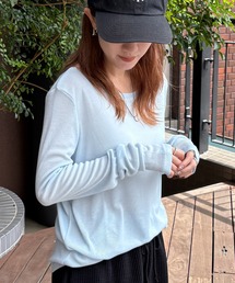 【ISOOK / アイスー】シアーフライスプルオーバー / シアートップス シアーカットソー シアーインナー ロンT 長袖 ボートネック レイヤード フライス ZOZOTOWN限定
