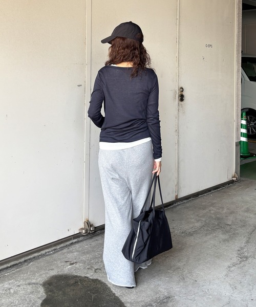 ISOOK（アイスー）の「【ISOOK / アイスー】シアーフライスプルオーバー / シアートップス シアーカットソー シアーインナー ロンT 長袖 ボートネック レイヤード フライス ZOZOTOWN限定（Tシャツ/カットソー・レディース・ネイビー/ホワイト/ライトブルー/レッド・FREE）」の16枚目の写真