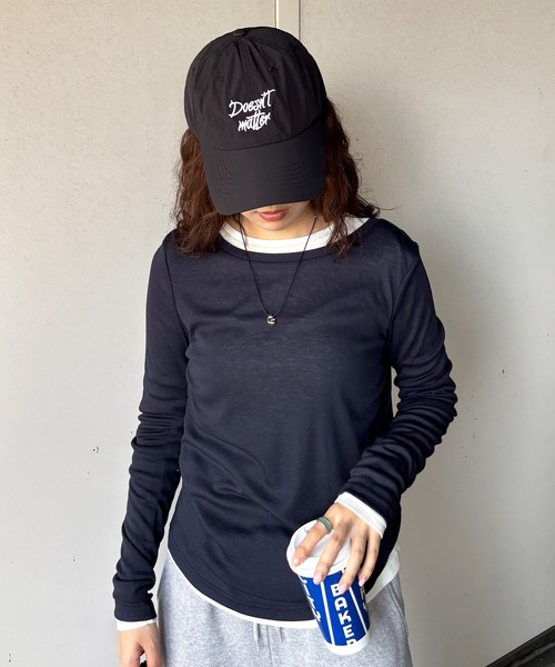 ISOOK（アイスー）の「【ISOOK / アイスー】シアーフライスプルオーバー / シアートップス シアーカットソー シアーインナー ロンT 長袖 ボートネック レイヤード フライス ZOZOTOWN限定（Tシャツ/カットソー・レディース・ネイビー/ホワイト/ライトブルー/レッド・FREE）」の20枚目の写真