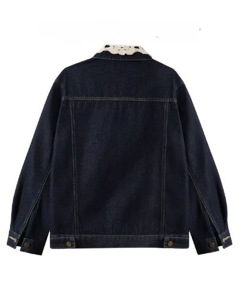 Teem Store(チームストア)の「襟クロシェレース切り替え デニムジャケット(デニムジャケット・レディース・ブルー・M)」の5枚目の写真
