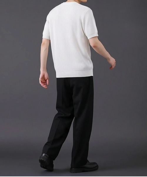 revertical(リバーティカル)の「ヘンリーネック 半袖リブニットTシャツ(ポロシャツ・メンズ・ブラック/グレー/ホワイト・MEDIUM/LARGE)」の14枚目の写真