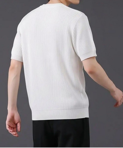 revertical(リバーティカル)の「ヘンリーネック 半袖リブニットTシャツ(ポロシャツ・メンズ・ブラック/グレー/ホワイト・MEDIUM/LARGE)」の17枚目の写真
