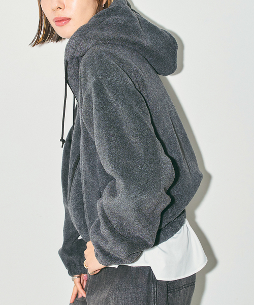 CITYSHOP(シティーショップ)の「FLEECE ZIP HOODIE:フリースパーカー(パーカー・レディース・ネイビー/グレー・FREE)」の5枚目の写真