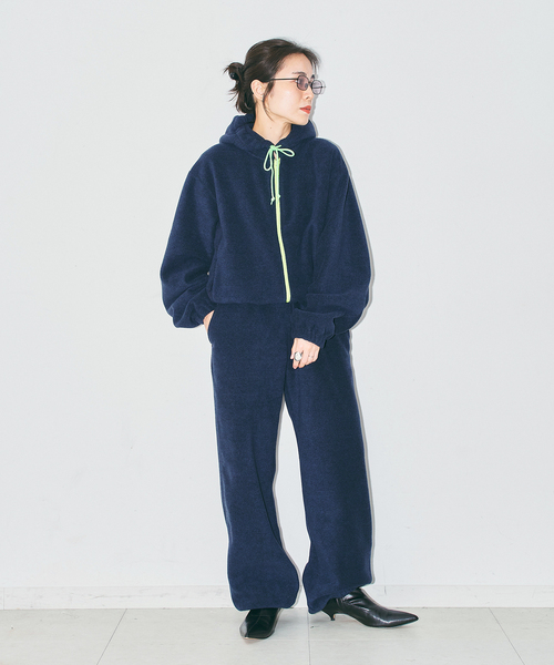 CITYSHOP(シティーショップ)の「FLEECE ZIP HOODIE:フリースパーカー(パーカー・レディース・ネイビー/グレー・FREE)」の9枚目の写真