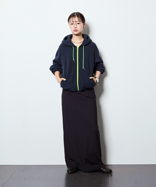 CITYSHOP(シティーショップ)の「FLEECE ZIP HOODIE:フリースパーカー(パーカー・レディース・ネイビー/グレー・FREE)」の13枚目の写真