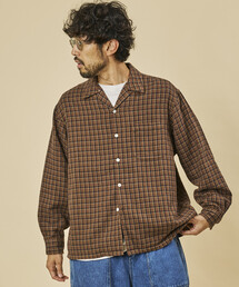 AUSTRALIAN COTTON オープンカラー チェックシャツ ロングスリーブ/オーストラリアン コットン