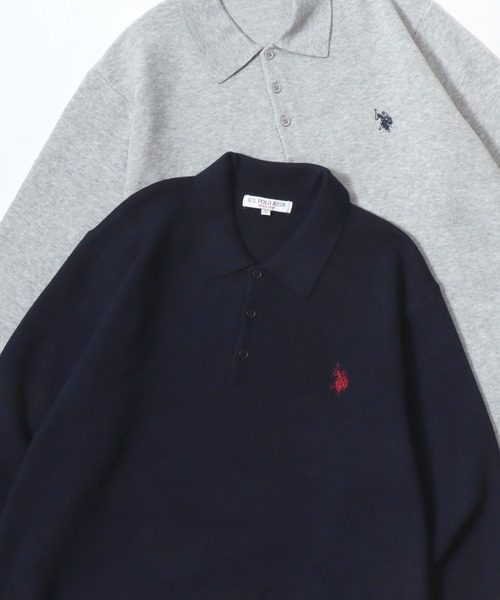 U.S. POLO ASSN.(ユーエスポロアッスン)の「U.S. POLO ASSN./ユーエスポロアッスン ミドルゲージニット ロゴ ワンポイント刺繍 ポロ セーター/レディース メンズ(ニット/セーター・メンズ・ネイビー/ブラック/モカ/グレー/アイボリー・M/L/LL)」の5枚目の写真