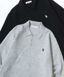 U.S. POLO ASSN./ユーエスポロアッスン ミドルゲージニット ロゴ ワンポイント刺繍 ポロ セーター/レディース メンズ