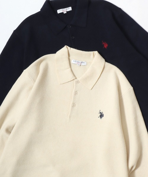 U.S. POLO ASSN.(ユーエスポロアッスン)の「U.S. POLO ASSN./ユーエスポロアッスン ミドルゲージニット ロゴ ワンポイント刺繍 ポロ セーター/レディース メンズ(ニット/セーター・メンズ・ネイビー/ブラック/モカ/グレー/アイボリー・M/L/LL)」の1枚目の写真
