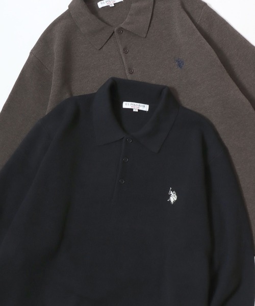 U.S. POLO ASSN.(ユーエスポロアッスン)の「U.S. POLO ASSN./ユーエスポロアッスン ミドルゲージニット ロゴ ワンポイント刺繍 ポロ セーター/レディース メンズ(ニット/セーター・メンズ・ネイビー/ブラック/モカ/グレー/アイボリー・M/L/LL)」の2枚目の写真