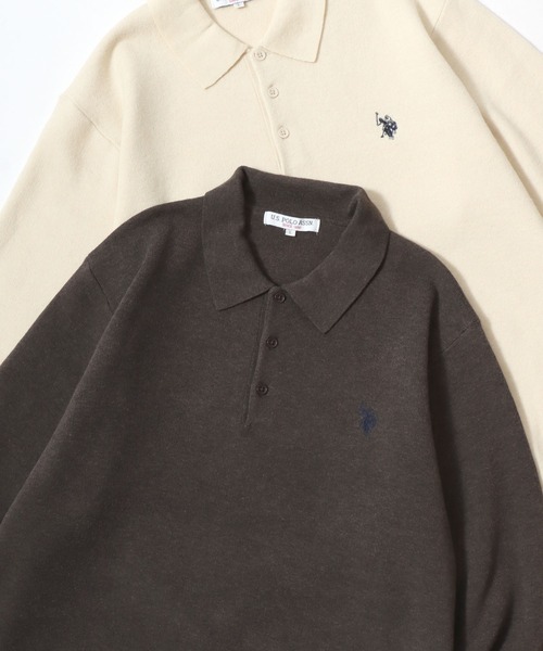 U.S. POLO ASSN.(ユーエスポロアッスン)の「U.S. POLO ASSN./ユーエスポロアッスン ミドルゲージニット ロゴ ワンポイント刺繍 ポロ セーター/レディース メンズ(ニット/セーター・メンズ・ネイビー/ブラック/モカ/グレー/アイボリー・M/L/LL)」の4枚目の写真