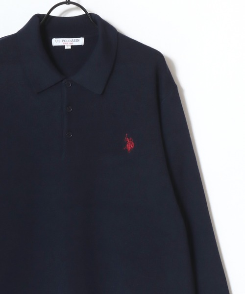 U.S. POLO ASSN.(ユーエスポロアッスン)の「U.S. POLO ASSN./ユーエスポロアッスン ミドルゲージニット ロゴ ワンポイント刺繍 ポロ セーター/レディース メンズ(ニット/セーター・メンズ・ネイビー/ブラック/モカ/グレー/アイボリー・M/L/LL)」の10枚目の写真