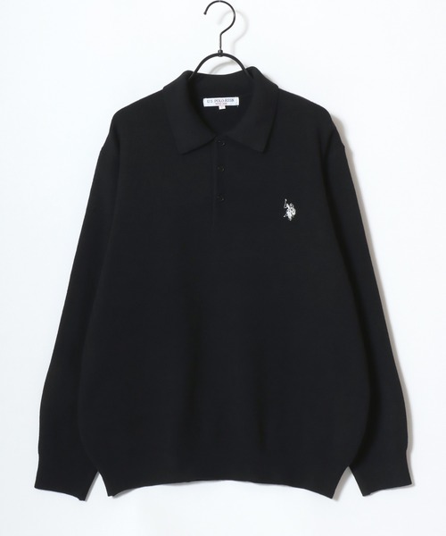 U.S. POLO ASSN.(ユーエスポロアッスン)の「U.S. POLO ASSN./ユーエスポロアッスン ミドルゲージニット ロゴ ワンポイント刺繍 ポロ セーター/レディース メンズ(ニット/セーター・メンズ・ネイビー/ブラック/モカ/グレー/アイボリー・M/L/LL)」の12枚目の写真