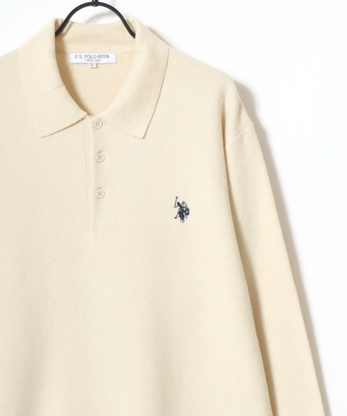U.S. POLO ASSN.(ユーエスポロアッスン)の「U.S. POLO ASSN./ユーエスポロアッスン ミドルゲージニット ロゴ ワンポイント刺繍 ポロ セーター/レディース メンズ(ニット/セーター・メンズ・ネイビー/ブラック/モカ/グレー/アイボリー・M/L/LL)」の6枚目の写真