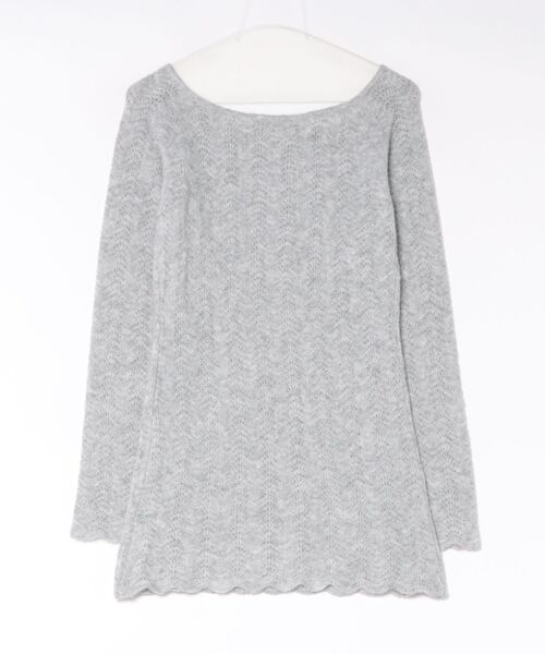 TINA:JOJUN(ティーナジョジュン)の「透かし編み フレア袖 ニットワンピース TINA:JOJUN(ワンピース・レディース・ミント/グレー・M)」の7枚目の写真