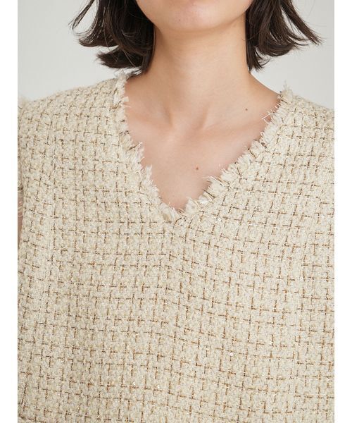 Mila Owen（ミラオーウェン）の「金釦ツイードベスト（ベスト・レディース・ブラック/アイボリー/マルチ・F）」の11枚目の写真