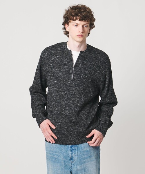 LOEFF(ロエフ)の「<LOEFF>ウール ヘンプ ジップ プルオーバー MENS(ニット/セーター・メンズ・ブラック/ベージュ・1/2)」の2枚目の写真