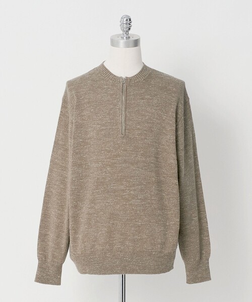 LOEFF(ロエフ)の「<LOEFF>ウール ヘンプ ジップ プルオーバー MENS(ニット/セーター・メンズ・ブラック/ベージュ・1/2)」の3枚目の写真