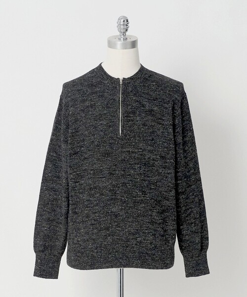 LOEFF(ロエフ)の「<LOEFF>ウール ヘンプ ジップ プルオーバー MENS(ニット/セーター・メンズ・ブラック/ベージュ・1/2)」の9枚目の写真