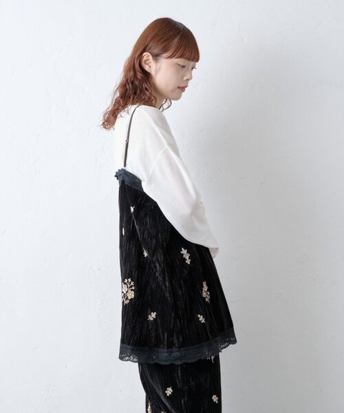 CIAOPANIC TYPY(チャオパニックティピー)の「Aguniベロアビジュー刺繍レースランジェリーチュニック(チュニック・レディース・ブラウン/ブラック・ONE SIZE)」の5枚目の写真