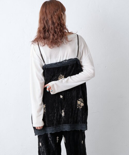 CIAOPANIC TYPY(チャオパニックティピー)の「Aguniベロアビジュー刺繍レースランジェリーチュニック(チュニック・レディース・ブラウン/ブラック・ONE SIZE)」の6枚目の写真