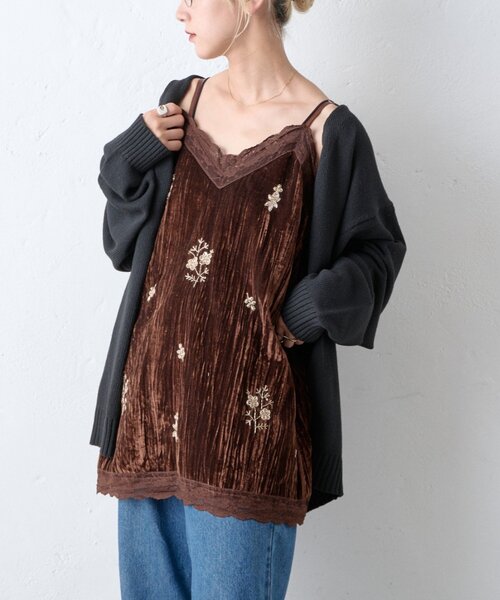 CIAOPANIC TYPY(チャオパニックティピー)の「Aguniベロアビジュー刺繍レースランジェリーチュニック(チュニック・レディース・ブラウン/ブラック・ONE SIZE)」の12枚目の写真