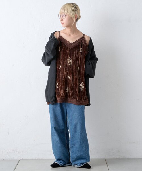 CIAOPANIC TYPY(チャオパニックティピー)の「Aguniベロアビジュー刺繍レースランジェリーチュニック(チュニック・レディース・ブラウン/ブラック・ONE SIZE)」の15枚目の写真