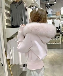 エコファーフード付きボリュームスリーブ中綿ブルゾン