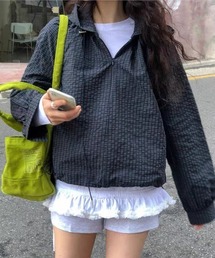 フード付きチェック柄シャツ