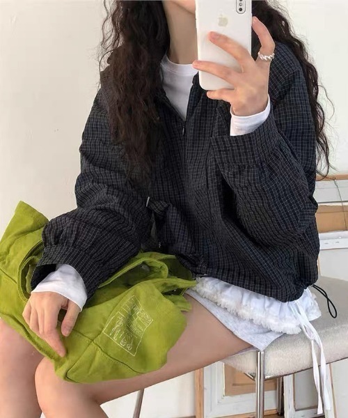 FAVORITO（ファヴォリート）の「フード付きチェック柄シャツ（その他トップス・レディース・ブラック/ブルー/グリーン・F）」の12枚目の写真