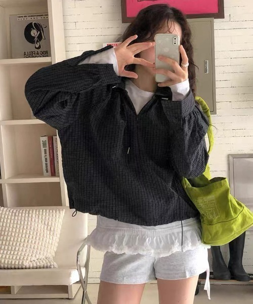 FAVORITO（ファヴォリート）の「フード付きチェック柄シャツ（その他トップス・レディース・ブラック/ブルー/グリーン・F）」の20枚目の写真