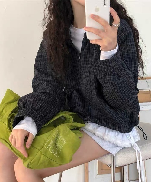 FAVORITO（ファヴォリート）の「フード付きチェック柄シャツ（その他トップス・レディース・ブラック/ブルー/グリーン・F）」の5枚目の写真