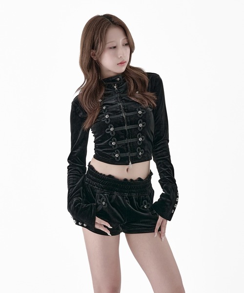 Melviianne(メルヴィアンヌ)の「Velour Napoleon Tops(その他アウター・レディース・DK.Brn/DK.Gray/Black・SMALL/MEDIUM)」の4枚目の写真