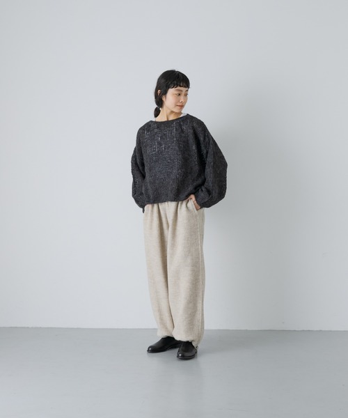 かぐれ(カグレ)の「ボイルドウールパンツ(その他パンツ・レディース・アイボリー/ブラック・FREE)」の6枚目の写真