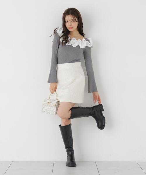 PROPORTION BODY DRESSING(プロポーションボディドレッシング)の「台形ミニスカート / 1216220101(スカート・レディース・ダークグレー/ブラック系その他/ホワイト系その他・SMALL/MEDIUM)」の1枚目の写真